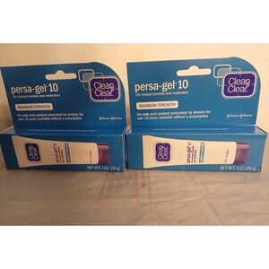 2X Clean & Clear Persa-Gel 10 Acne Medication with Benzoyl Peroxide 1oz Each